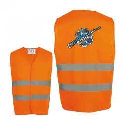 GILET ALTA VISIBILITÀ SECURE PRO  LOGO AZZURRO ARANCIO FLUO
