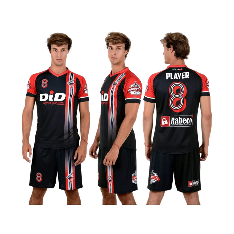 COMPLETO CALCIO ELASTICIZZATO, MANICA RAGLAN, COLLO A V