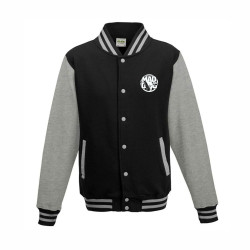 VARSITY JACKET JET BLACK-HEATHER GREY