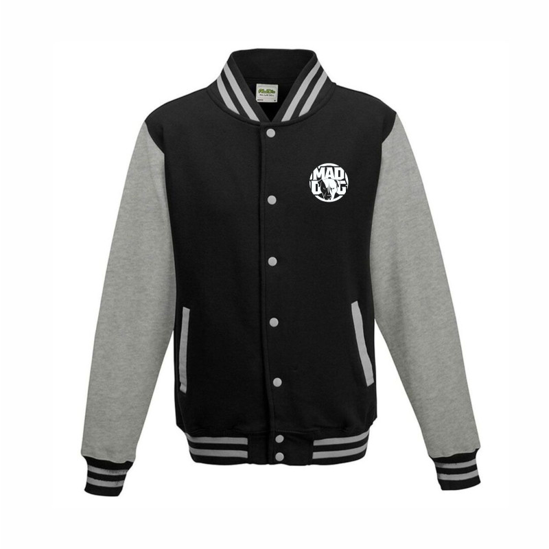 VARSITY JACKET JET BLACK-HEATHER GREY