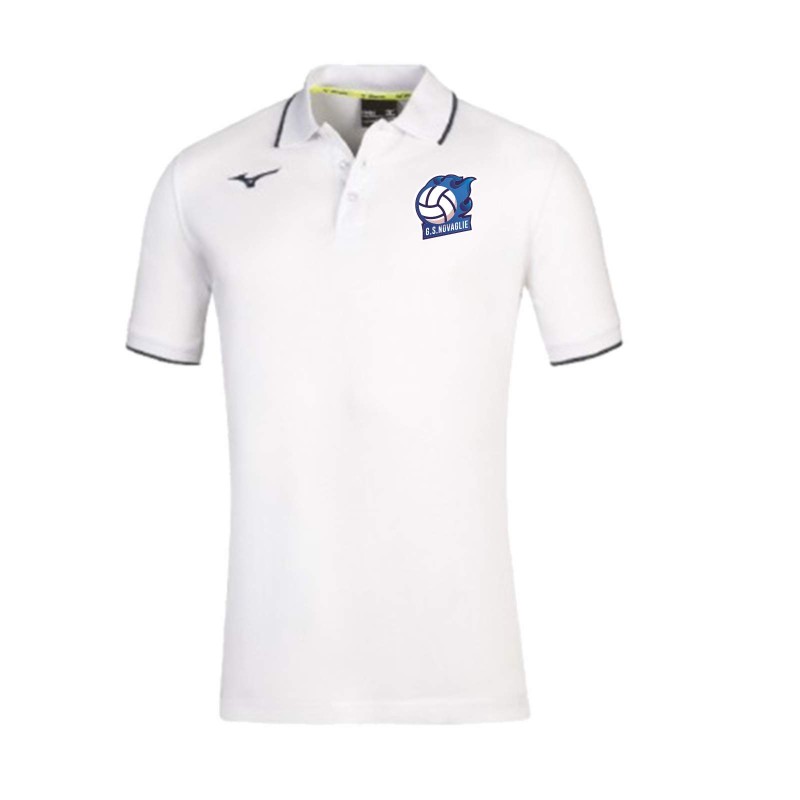 MIZUNO POLO WHITE-NAVY STAFF