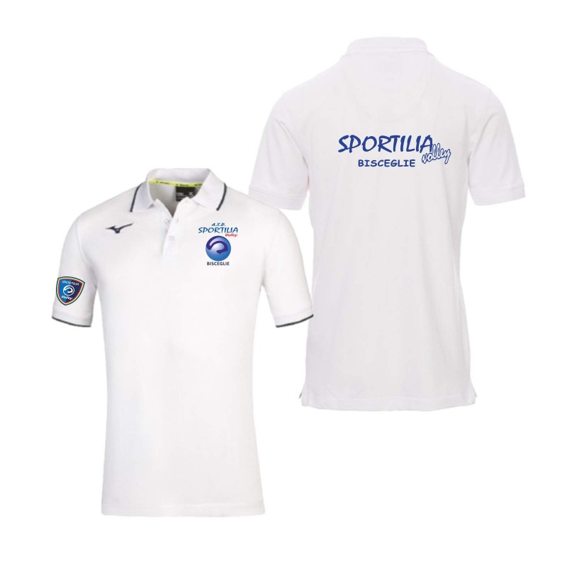 MIZUNO POLO WHITE-NAVY